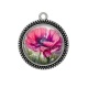 Pendentif Cabochon Argent - coquelicot fuchsia