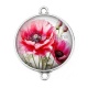 Connecteur Cabochon Argent - coquelicot fuchsia
