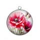 Pendentif Cabochon Argent - coquelicot fuchsia