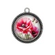 Pendentif Cabochon Argent - coquelicot fuchsia