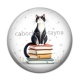 Cabochon Résine - chat pissenlit et livre