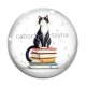 Cabochon Verre - chat pissenlit et livre