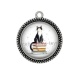 Pendentif Cabochon Argent - chat pissenlit et livre
