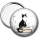 Miroir de poche - chat pissenlit et livre