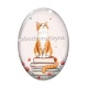 Cabochon Verre Ovale - chat coquelicot et livre
