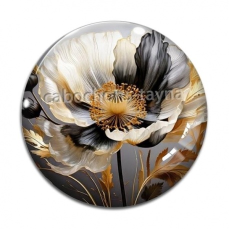 Cabochon Verre - coquelicot
