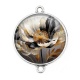 Connecteur Cabochon Argent - coquelicot