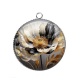 Pendentif Cabochon Argent - coquelicot