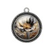 Pendentif Cabochon Argent - coquelicot