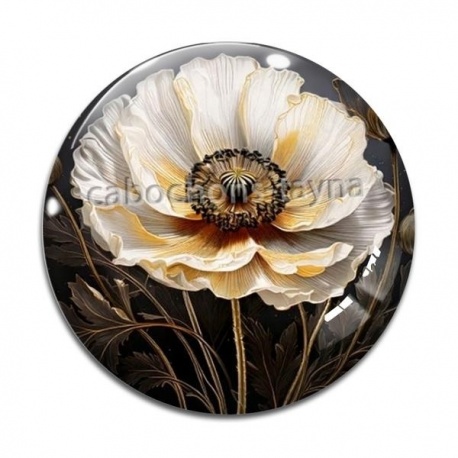 Cabochon Verre - coquelicot