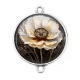 Connecteur Cabochon Argent - coquelicot