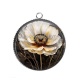 Pendentif Cabochon Argent - coquelicot