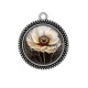 Pendentif Cabochon Argent - coquelicot
