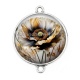 Connecteur Cabochon Argent - coquelicot