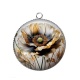 Pendentif Cabochon Argent - coquelicot