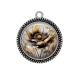 Pendentif Cabochon Argent - coquelicot