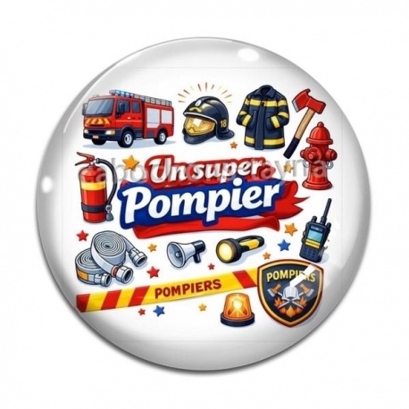 Cabochon Verre - un super pompier