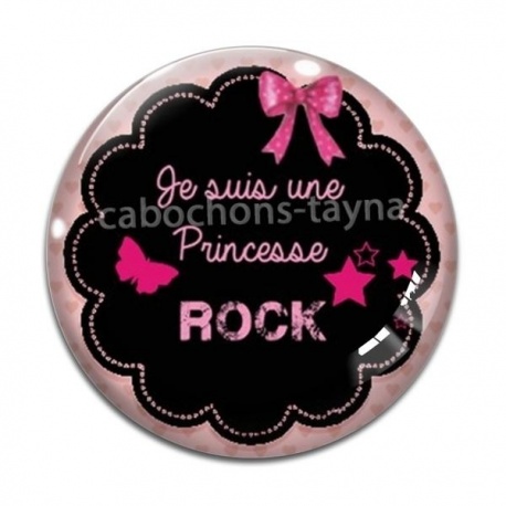 Cabochon Verre - je suis une princesse rock
