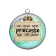 Pendentif Cabochon Argent - je suis une princesse qui déchire