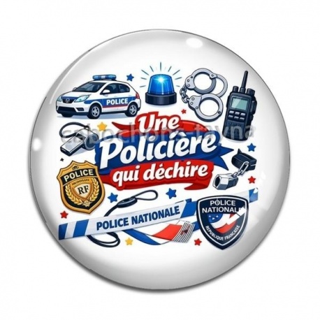 Cabochon Verre - une policière qui déchire