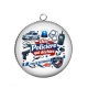 Pendentif Cabochon Argent - une policière qui déchire