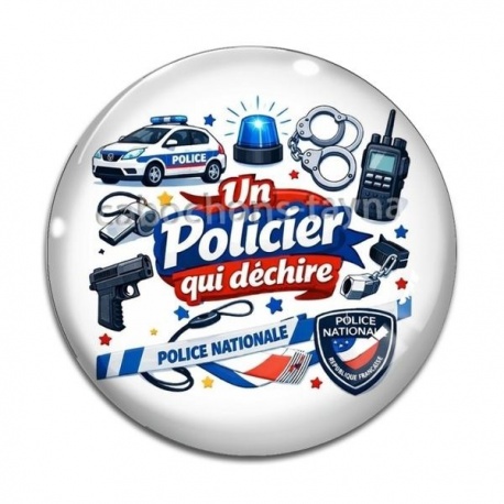 Cabochon Verre - un policier qui déchire