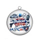 Pendentif Cabochon Argent - un policier qui déchire