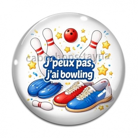 Cabochon Verre - i'peux pas j'ai bowling