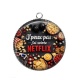 Pendentif Cabochon Argent - j'peux pas j'ai soirée Netflix