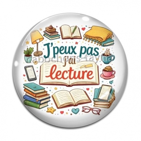 Cabochon Verre - j'peux pas j'ai lecture