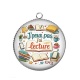 Pendentif Cabochon Argent - j'peux pas j'ai lecture