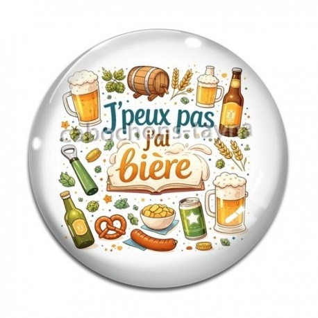 Cabochon Verre - j'peux pas j'ai bière