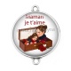 Connecteur Cabochon Argent - maman je t'aime