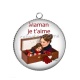 Pendentif Cabochon Argent - maman je t'aime