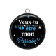 Pendentif Cabochon Argent - veux tu être mon parrain
