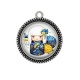 Pendentif Cabochon Argent - kokeshi