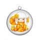 Pendentif Cabochon Argent - kokeshi