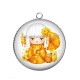 Pendentif Cabochon Argent - kokeshi