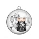 Pendentif Cabochon Argent - kokeshi