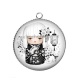 Pendentif Cabochon Argent - Kokeshi