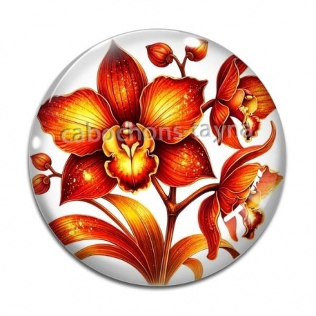 Cabochon Verre - fleur exotique