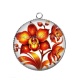 Pendentif Cabochon Argent - fleur exotique