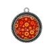 Pendentif Cabochon Argent - fleur ton rouge