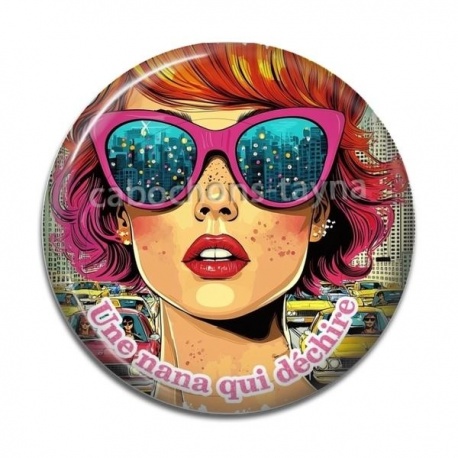 Cabochon Résine - une nana qui déchire