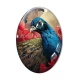 Cabochon Verre Ovale - paon coquelicot