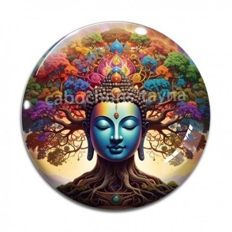 Cabochon Verre - arbre de vie bouddha