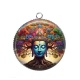 Pendentif Cabochon Argent - arbre de vie bouddha