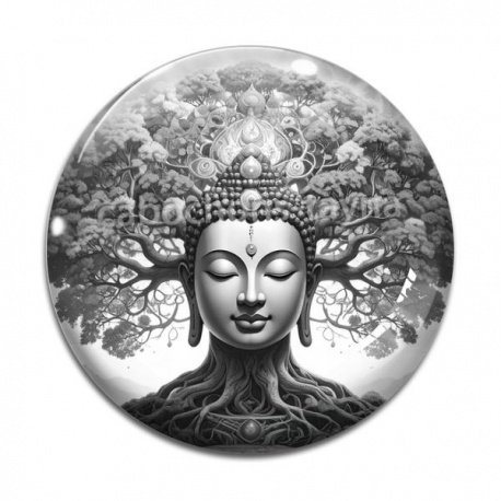Cabochon Verre - arbre de vie bouddha