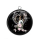 Pendentif Cabochon Argent - oiseau mariage