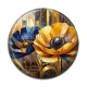 Cabochon Résine - coquelicot bleu et or